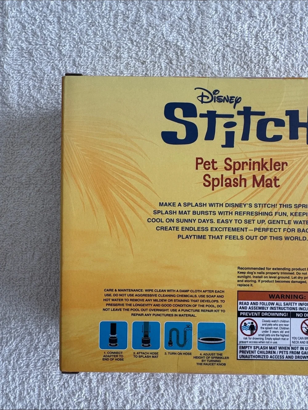 Disney Stitch Pet Sprinkler Splash Mat - Blue and Purple Accents